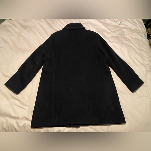 Loft Ann Taylor wool Sherpa moto zipper long black winter coat jacket oversized - Picture 11 of 12